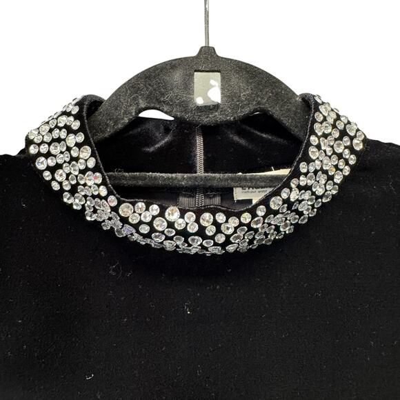 NWT L’Agence Black Madelyn Crystal-Embellished Mock Neck Sleeveless Top Small - Picture 3 of 8